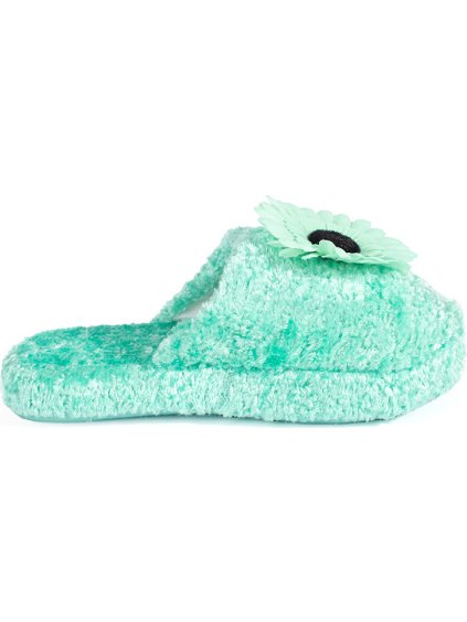 Zöld gyerekpapucs dekoratív virággal