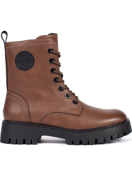 Barna fűzős bőr női Sergio Leone platformos bokacsizma barna