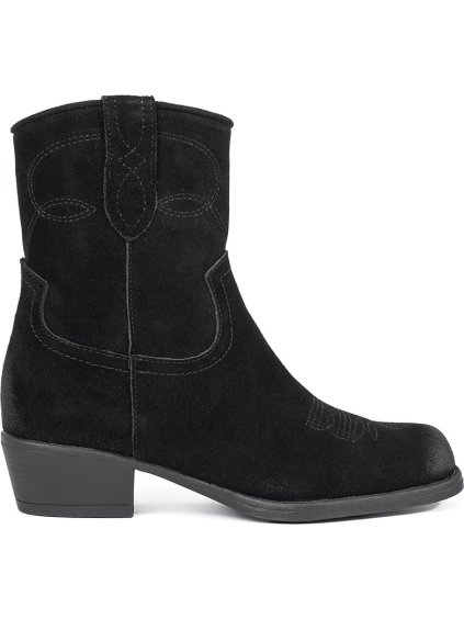 Sergio Leone bőr fekete cowgirl csizma, 4 cm sarok