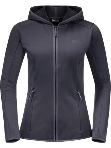 Fekete női gyapjúdzseki Jack Wolfskin Baiselberg Hooded FZ W