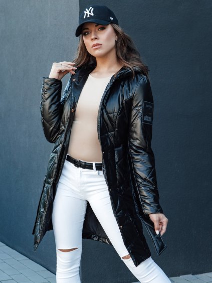 Fekete steppelt hosszabb kabát PAUL