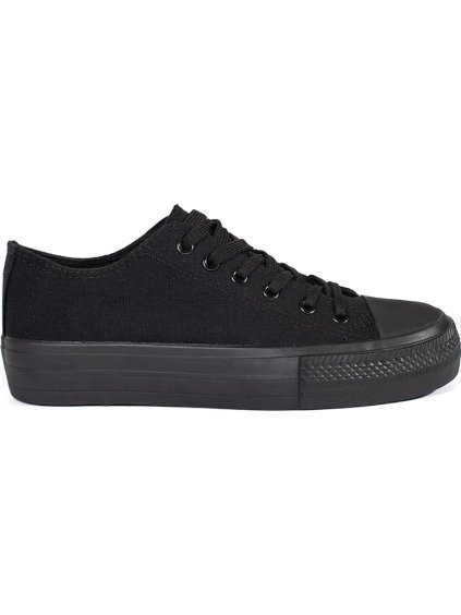 Fekete klasszikus női platformos tornacipő