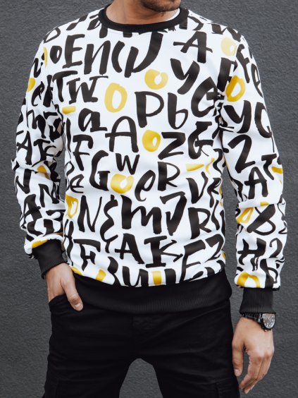 Fehér-fekete férfi pulóver mintával