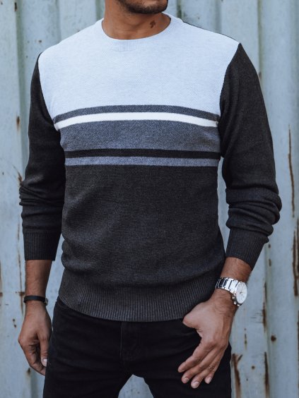 Férfi fehér-szürke pulóver