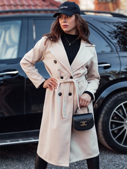 Női krémszínű hosszú oversize megkötős kabát CASHMELY