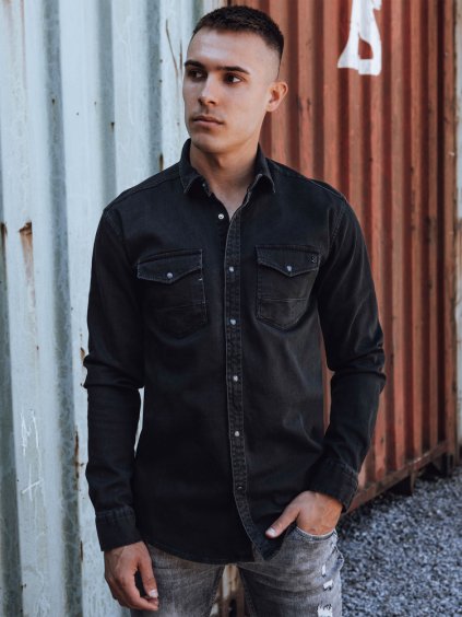 Férfi fekete farmer ing