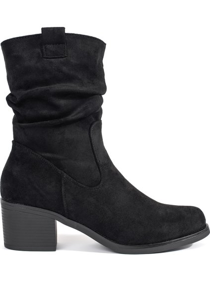 Fekete női cowboy csizma ráncolt felsőrésszel