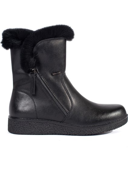 Szigetelt bőr fekete női bokacsizma szőrmével Sergio Leone
