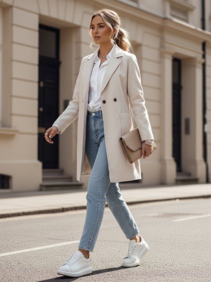 Női krémszínű oversize LINNORE kabát