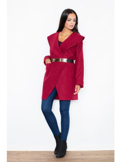 Piros elegáns kabát arany övvel