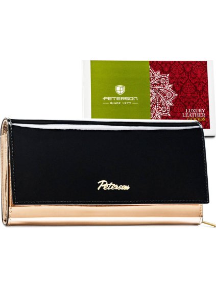 Peterson Y741 női rosegold-fekete patentos pénztárca