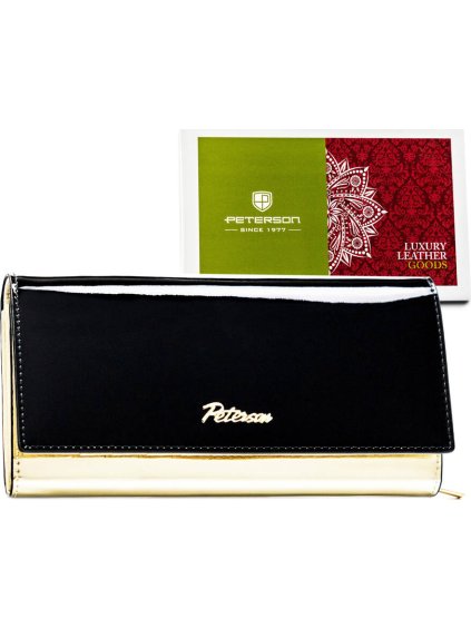 Peterson Y739 női fekete-arany patentos pénztárca