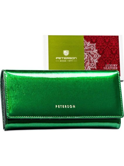Peterson Y736 zöld női lakkbőr patentos pénztárca