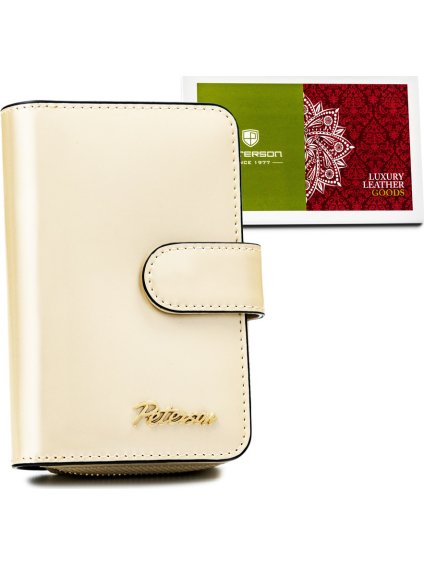 Peterson Y708 kis krémszínű valódi bőr pénztárca