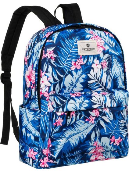 Sötétkék hátizsák virágmintával Peterson