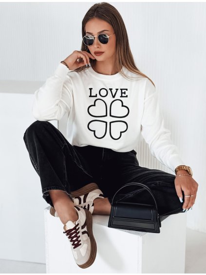 Női fehér pulóver felirattal CLOVER