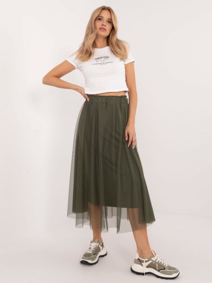 Khaki női tüll midi szoknya (Méret ONE SIZE)