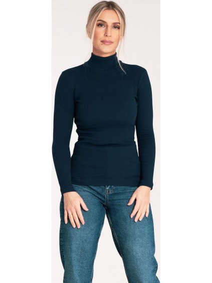 Női sötétkék pamut garbó