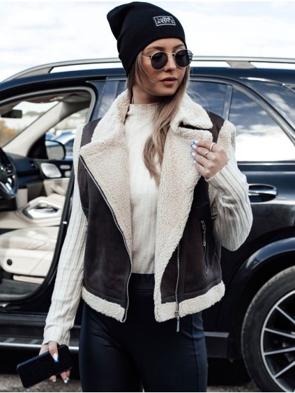 Kávébarna báránybőr velúr kabát WOOLZIP