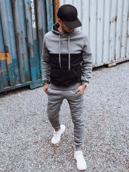 Szürke-fekete férfi tréningruha szett