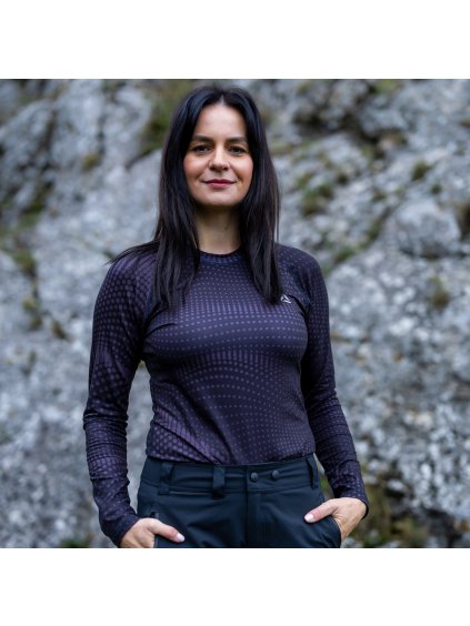 Női fekete funkcionális póló nyomattal