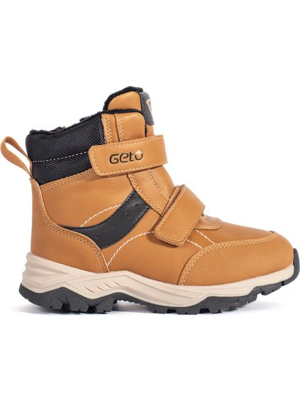 Bélelt fiú teveszínű bokacsizma tépőzárral