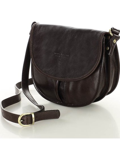 MARCO MAZZINI csokoládébarna bőr crossbody táska fedéllel