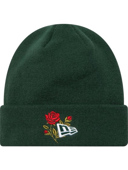 Sötétzöld női sapka New Era Rose Icon Cuff Knit Beanie Hat