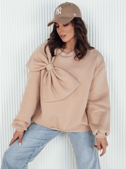 Sötétbézs oversize pulóver nagy masnival BOWLOOP