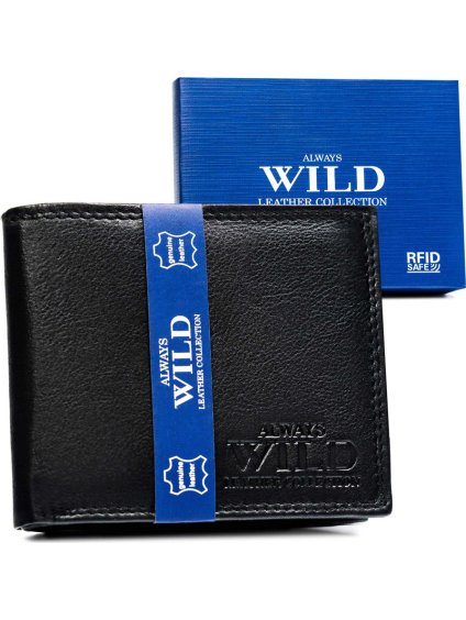 Elegáns fekete Always Wild valódi bőr férfi pénztárca A210