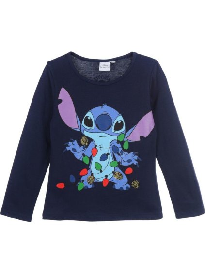 Sötétkék lány karácsonyi Stitch meleg póló