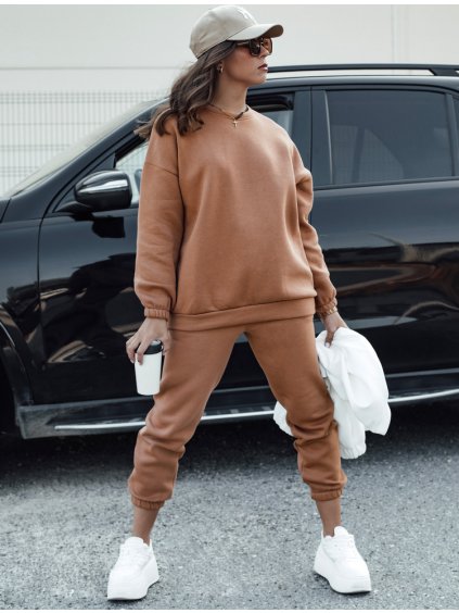 ARIELLA PREMIUM világosbarna női tréningruha szett kapucni nélkül