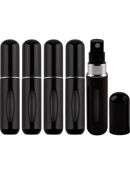 Fekete készlet 5 db újratölthető parfümporlasztóból 5 ml