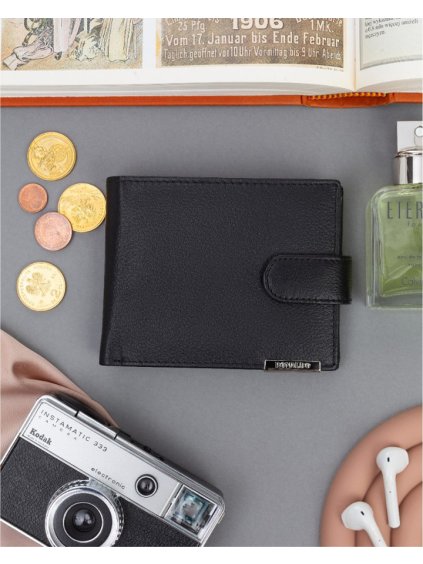 Ronaldo fekete férfi pénztárca ezüst dísszel K061