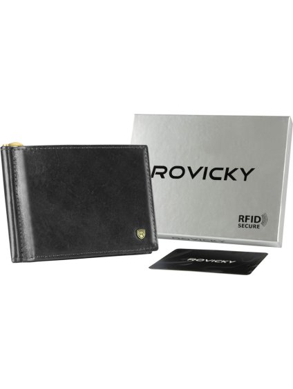 Rovicky fekete férfi pénztárca RFID rendszerrel L242