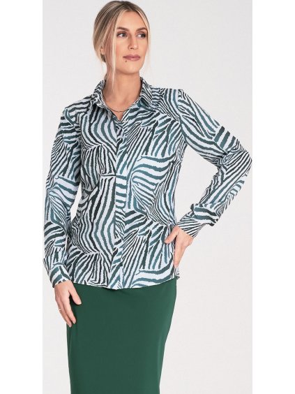 Mintás klasszikus női ing gallérral