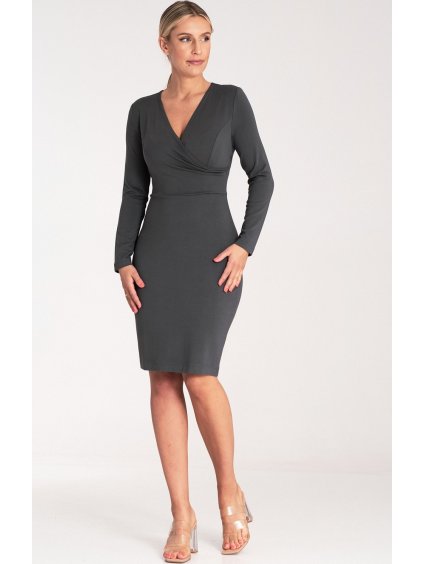 Női szürke testhezálló viszkóz ruha