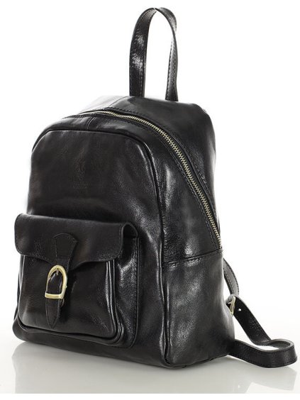 MARCO MAZZINI Fekete elegáns női bőr hátizsák