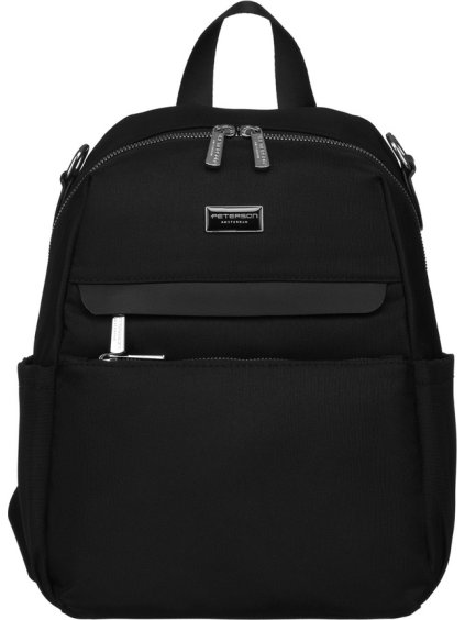 Peterson női fekete hátizsák ezüst részletekkel