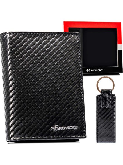 Rovicky fekete férfi tágas bőr pénztárca L248