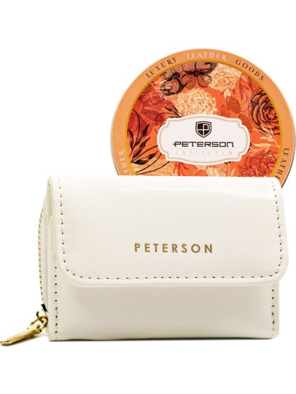 Peterson fehér kis női lakkbőr pénztárca RFID rendszerrel Y754