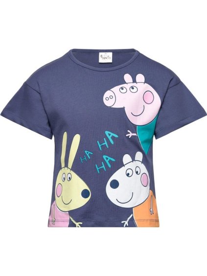 Sötétkék pamut Peppa Pig rövid ujjú póló