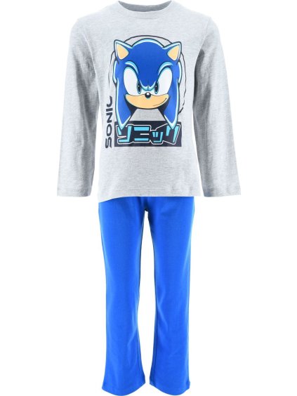 Kék-szürke Sonic pizsama fiúknak