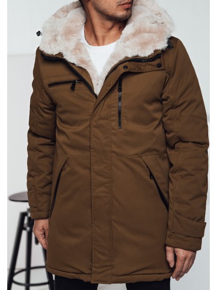 Férfi barna téli parka kapucnival