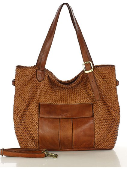 MARCO MAZZINI Nagy, teveszínű szőtt táska