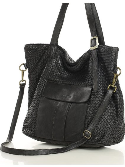 MARCO MAZZINI nagy fekete szőtt táska