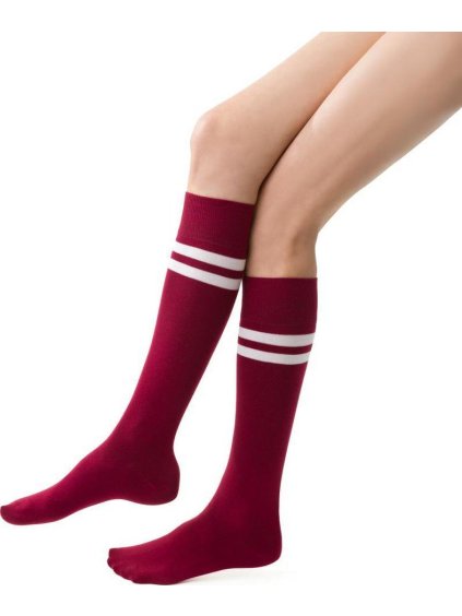 Bordü női csíkos térdzokni Art.072