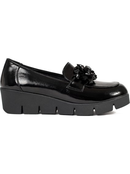 Díszített fekete női éksarkú mokaszin