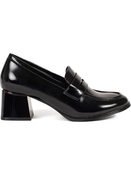 Fekete női alacsony sarkú cipő, sarok 5 cm