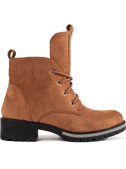 Világosbarna fűzős bokacsizma